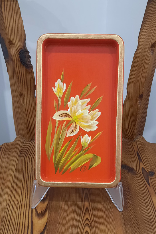 سینی چوبی نقاشی شده، ۱۳×۲۳